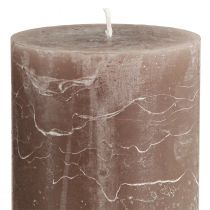 Artículo Velas de pilar de color marrón liso, 85 x 150 mm, juego de 2: velas decorativas para un ambiente acogedor y ocasiones festivas.