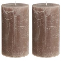 Artículo Velas de pilar de color marrón liso, 85 x 150 mm, juego de 2: velas decorativas para un ambiente acogedor y ocasiones festivas.