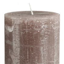 Artículo Velas grandes de pilar marrón, color marrón ahumado liso, diseño rústico, 100 h de duración, decoración elegante, juego de 2, 85 x 200 mm