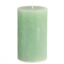 Artículo Velas de color liso velas de pilar de jade verde 70×120mm 4 piezas