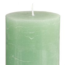 Artículo Velas de pilar verde jade, teñidas, velas decorativas de alta calidad de 70 x 120 mm, elegante decoración de mesa y regalo, juego de 4