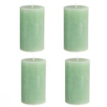 Artículo Velas de pilar verde jade, teñidas, velas decorativas de alta calidad de 70 x 120 mm, elegante decoración de mesa y regalo, juego de 4