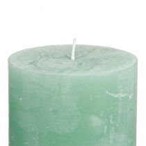 Artículo Velas de pilar de color sólido, jade verde, 70×80 mm, juego de 4, para decoración y relajación