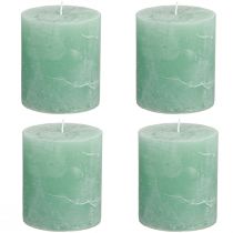 Artículo Velas de pilar de color sólido, jade verde, 70×80 mm, juego de 4, para decoración y relajación
