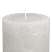 Artículo Velas de color liso, gris claro, velas de pilar de 70×80 mm, 4 piezas, decoración rústica para el hogar y el jardín.