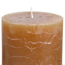 Artículo Velas de pilar de caramelo de color sólido 70×100 mm Juego de 4 - Decoración rústica, larga duración, velas marrones para mayor comodidad