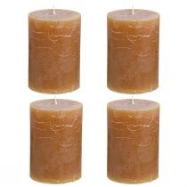 Artículo Velas de pilar de caramelo de color sólido 70×100 mm Juego de 4 - Decoración rústica, larga duración, velas marrones para mayor comodidad