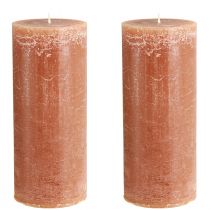 Artículo Velas de pilar de caramelo de color sólido, 85 x 200 mm, juego de 2, rústicas y románticas para decoración e iluminación.