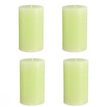 Artículo Juego de 4 velas de pilar verde lima - Elegantes velas para decoración de mesa y ambiente hogareño, 70 x 120 mm - Ideales para celebraciones y uso diario