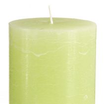 Artículo Velas de pilar de color sólido, verde lima, 85×150 mm, juego de 2, velas de alta calidad para el ambiente y la decoración del hogar.