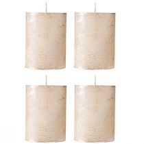 Artículo Velas de pilar color platino, juego de 4, 60 x 80 mm: decoración elegante para coronas y mesas de Adviento.