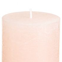 Artículo Velas de pilar de color rosa sólido, rosa claro, 60 x 80 mm, juego de 4, decoración