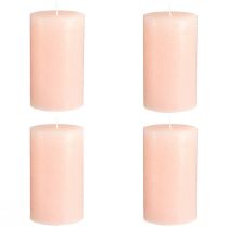 Artículo Velas de pilar rosas 70x120 mm - Juego de 4 Velas decorativas de color rosa claro para romance y comodidad, decoración de bodas