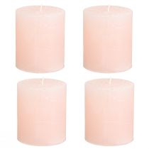 Artículo Velas románticas de pilar de color rosa liso, rosa claro, 70×80 mm, juego de 4 - Velas decorativas para un ambiente acogedor