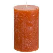 Artículo Velas de color liso velas de pilar rojo-marrón 60×100mm 4 piezas