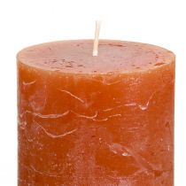 Artículo Velas de pilar de color sólido, marrón rojizo, 60 x 100 mm, juego de 4, decorativas, románticas, rústicas