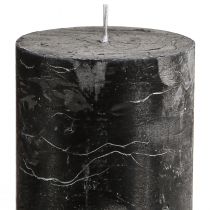 Artículo Velas de pilar negras, color liso, 70×120 mm, juego de 4 - Velas decorativas rústicas para una decoración de mesa y un ambiente elegantes