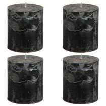 Artículo Velas de pilar negras macizas de 70×80 mm, juego de 4: elegantes velas decorativas para coronas de Adviento y Halloween.