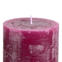 Artículo Velas de moda teñidas en color morado baya, velas de pilar, 70×80 mm, juego de 4, decoración de mesa