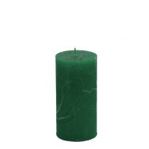 Artículo Velas de color liso verde oscuro 50x100mm 4ud