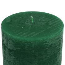 Artículo Velas de color liso verde oscuro 50x100mm 4ud