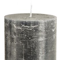 Artículo Elegantes velas de pilar antracita de 85 x 200 mm: diseño rústico, larga duración, juego de 2 para una decoración con estilo.