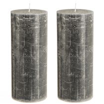 Artículo Elegantes velas de pilar antracita de 85 x 200 mm: diseño rústico, larga duración, juego de 2 para una decoración con estilo.