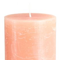 Artículo Juego de 2 velas de pilar, diseño melocotón, 85 x 200 mm - Larga duración de combustión, cera de color en toda la superficie para decoración y relajación