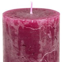 Artículo Juego de velas de pilar, 3 colores, tonos rosa baya, jaspeadas, velas decorativas 60x100mm, 12 piezas