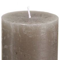 Artículo Velas de pilar de color sólido, velas marrones, 60 x 100 mm, juego de 4, decoración otoñal