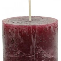 Artículo Velas de colores sólidos Borgoña Rustic Safe Candle 110×60mm 4pcs