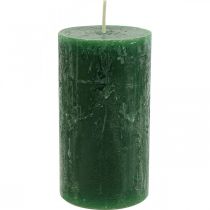 Artículo Velas de color liso velas de pilar verde oscuro 60×110mm 4 piezas