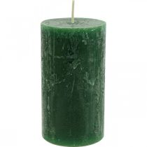 Artículo Velas de colores sólidos Velas de pilar verde oscuro 60×110mm 4pcs