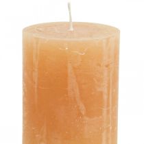 Artículo Velas de colores sólidos Velas de pilar naranja melocotón 60×80mm 4pcs