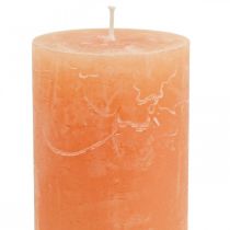 Artículo Velas de pilar de color naranja melocotón sólido, 60 x 100 mm, juego de 4, larga duración
