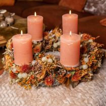 Artículo Velas de color liso Velas de pilar Naranja Melocotón 70×120mm 4 piezas