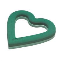 Artículo Corazón de espuma floral, material enchufable abierto, verde, 38 cm, 2 piezas, decoración de boda