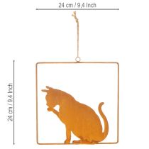 Artículo Adorno decorativo de gato de metal oxidado, decoración de óxido para colgar, 24,5 cm