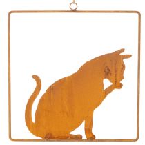 Artículo Adorno decorativo de gato de metal oxidado, decoración de óxido para colgar, 24,5 cm