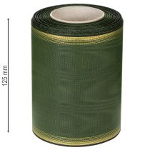 Artículo Elegante cinta de muaré verde oscuro para corona, 125 mm con borde de perla dorada, cinta de luto, decoración de boda, cinta de lazo