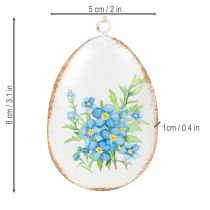 Artículo Huevos de Pascua con flores primaverales, ideales para ramos de Pascua o ventanas, 8cm, 8 piezas