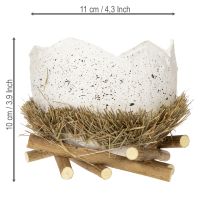Artículo Cuenco nido de Pascua en forma de huevo para decoración primaveral 11cm 4 piezas