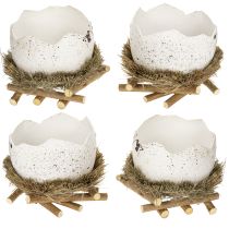 Artículo Cuenco nido de Pascua en forma de huevo para decoración primaveral 11cm 4 piezas