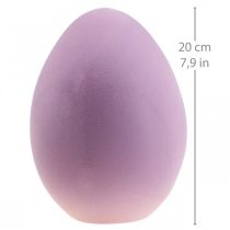 Artículo Huevo de pascua huevo decorativo plastico morado flocado 20cm