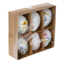 Artículo Huevos de Pascua con motivos primaverales y florales, decoración de Pascua de alta calidad, 6 cm, 6 piezas