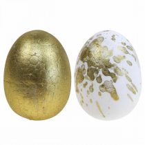 Huevos de espuma de poliestireno Huevos de Pascua de poliestireno decoración de oro blanco 5 cm 12 piezas