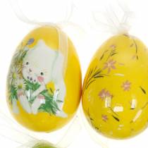 Ramo de huevos de Pascua decorativo para colgar amarillo, verde surtido H7cm 6ud