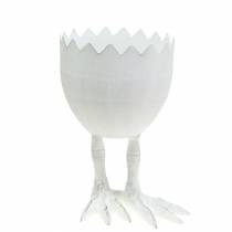 Maceta con cáscara de huevo con patas Ø13cm H21cm blanco