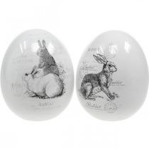 Huevo cerámica conejo blanco Ø12.5cm H16cm 2pcs