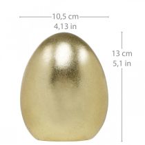Huevo decorativo dorado, decoración para Pascua, huevo de cerámica H13cm Ø10.5cm 2pcs